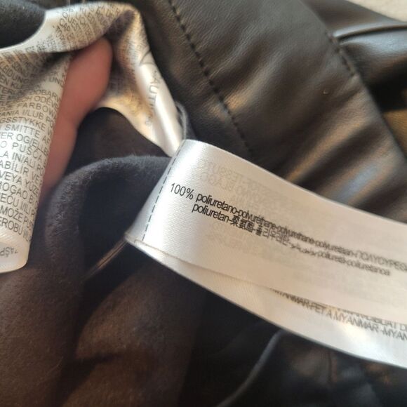 Zara Black Pants Legging Collection Black Ankle Zip Faux Leather Pants Medium - Picture 9 of 10